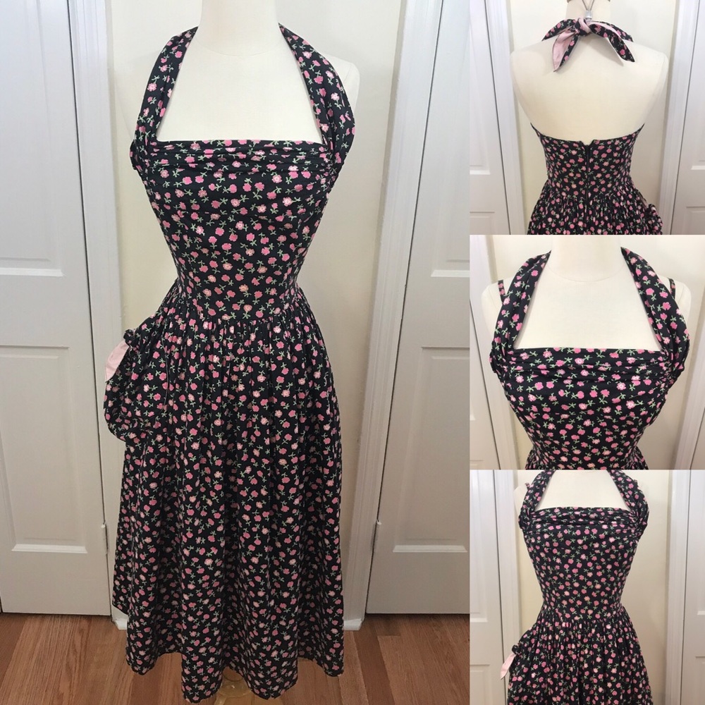 1950s floral halter dress